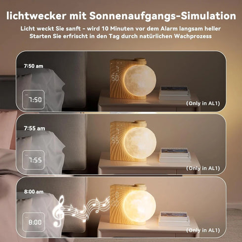 3D Mondlicht Lichtwecker Sanftes Aufwachen und Nachtlicht