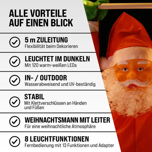 LED Weihnachtsmann auf Leiter – Weihnachtsbaumdekoration