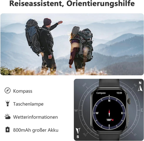 Trackon Smartwatch für Damen und Herren Fitnessuhr mit Always-On-Display