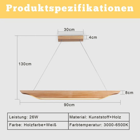 Rune LED Pendelleuchte Holz Dimmbar Hängelampe Höhenverstellbar