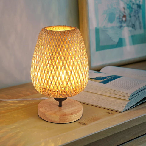 Lavinia 2-teilige Bambus-Tischlampe aus Natürlichem Holzstoff Nachtlicht | Shiraki