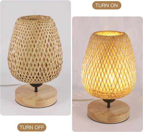 Lavinia 2-teilige Bambus-Tischlampe aus Natürlichem Holzstoff Nachtlicht | Shiraki