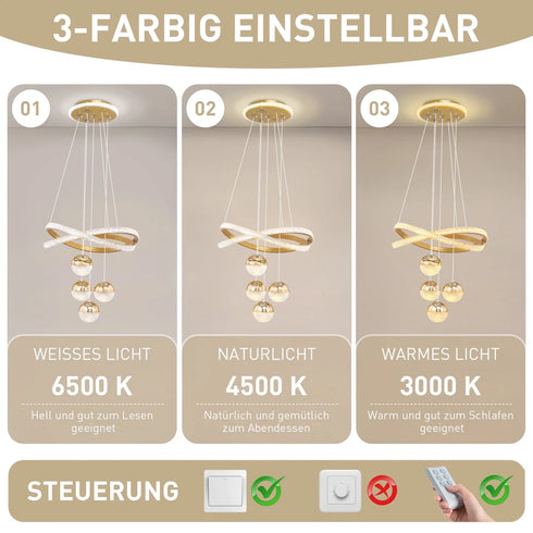 Alina LED Kristall-Kronleuchter dimmbar 80W Gold | Shiraki