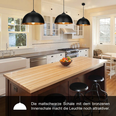 2 Stück Hem LED Pendelleuchte Metall Schwarz-Gold Hängelampe