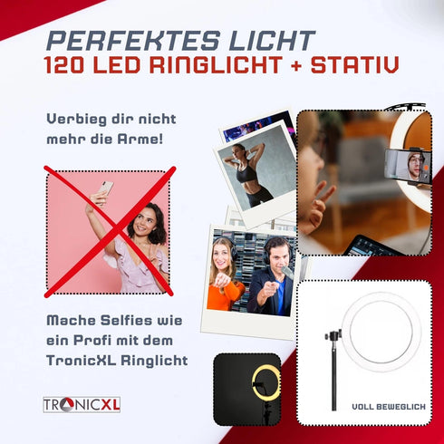 Ringlicht mit 210 cm Stativ & Smartphone-Halterung | CreatorLicht