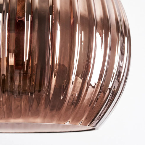 Sofia Pendelleuchte Riffelglas Kupfer Hängelampe