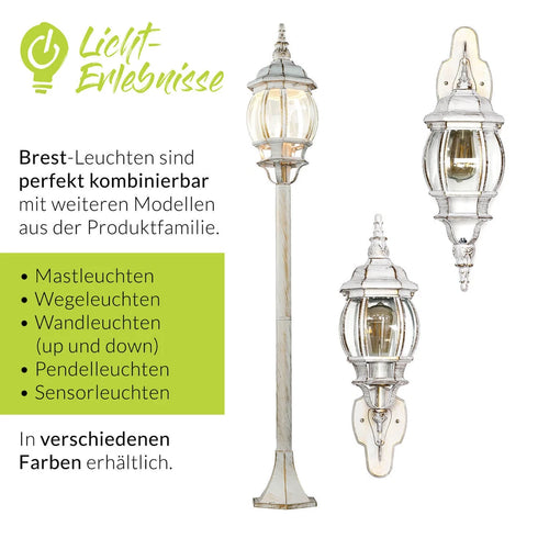 Lou Wandleuchte Weiß Gold E27 Außen | Shiraki