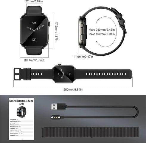 Trackon Smartwatch für Damen und Herren Fitnessuhr mit Always-On-Display