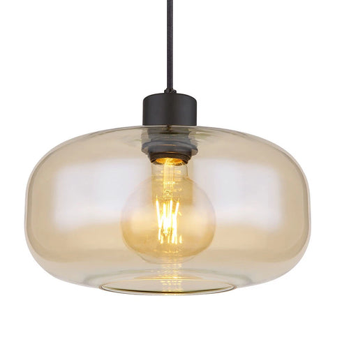 Oskar LED Pendelleuchte Rauchglas Amber E27 | Shiraki