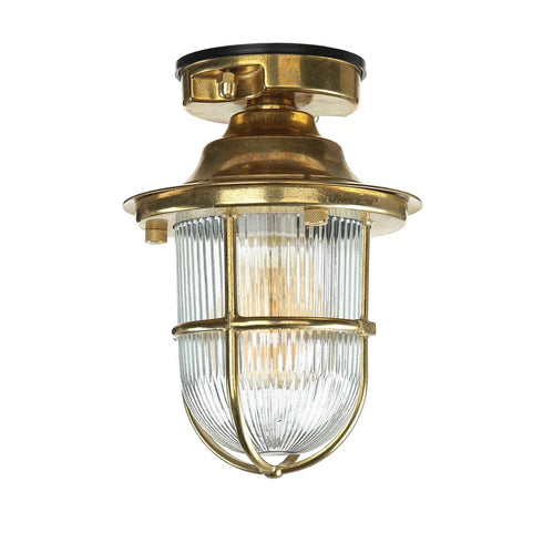 Marit LED Deckenleuchte Messing Riffelglas Ø16cm IP54 | Shiraki