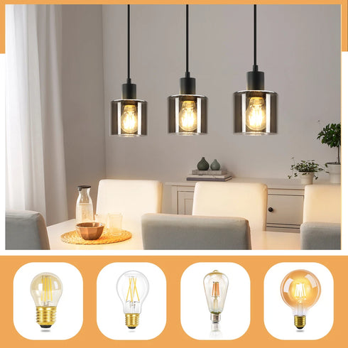 Elin LED Pendelleuchte 3-flammig Schwarz Glas Hängelampe