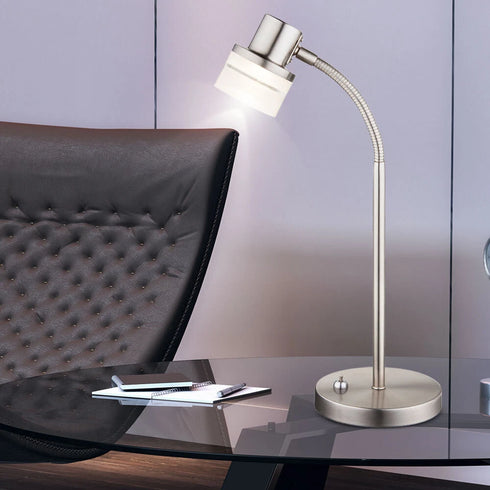 Eleni LED Tischleuchte Flexo Arm Nickel-matt warmweiß | Shiraki