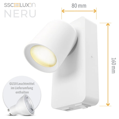 Iben LED Leselampe Wandlicht GU10 mit USB und Schalter | Shiraki