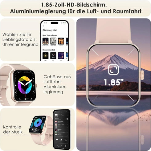 ZenithX Smartwatch Damen Fitnessuhr Herzfrequenz Schrittzähler
