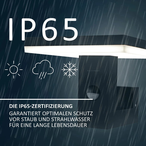 Eliska LED Außenwandleuchte mit Bewegungsmelder IP65 | Shiraki