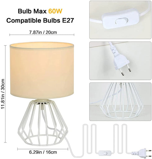 Celestina 2-teilige Tischlampe Stoff E27 Nachtlampe | Shiraki