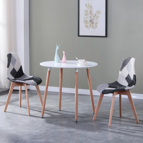 FREDRIK Esszimmerstuhl Set mit 4 Patchwork aus Holz
