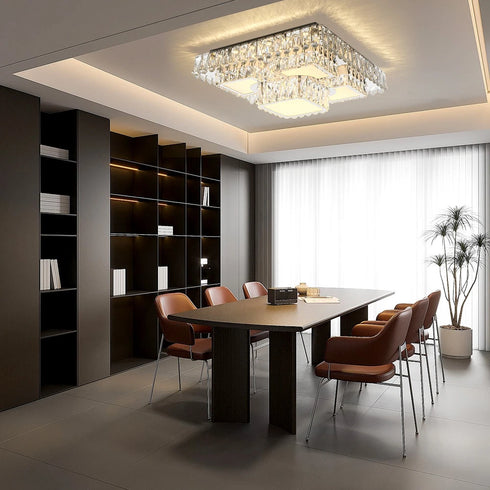 Carina LED Kristall Deckenleuchte dimmbar Silber 48 cm | Shiraki
