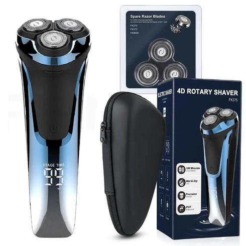 Elektrischer Herrenrasierer Nass und Trocken mit 3 Ersatzköpfen