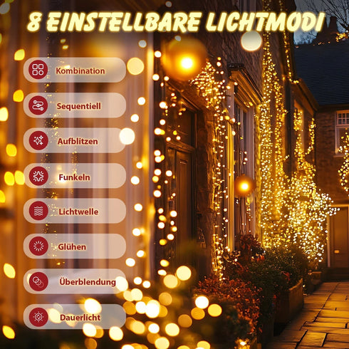 LED Cluster Lichterkette Warmweiß IP44 für Weihnachtsdekoration