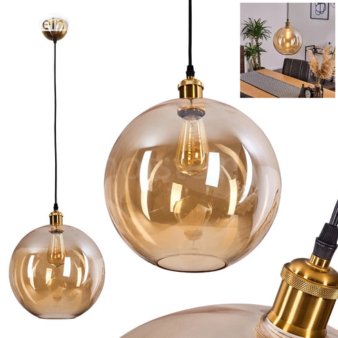 Liv LED Hängeleuchte Kugel Glas amber E27 | Shiraki