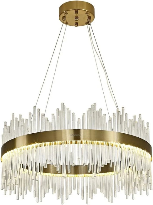 Freya LED Pendelleuchte Kristall Lampe Rund Hängeleucht
