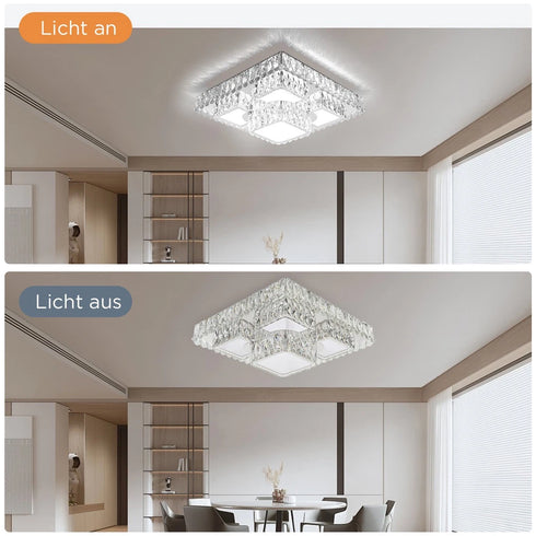 Carina LED Kristall Deckenleuchte dimmbar Silber 48 cm | Shiraki
