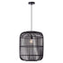 Woodrow Pendelleuchte – Bambus & Schwarz Ø45 cm