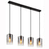 Ingrid LED Pendelleuchte Rauchglas Schwarz 4-flammig