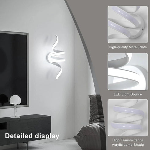 Clara LED Wandleuchte Spirale Aluminium Weiß | Shiraki