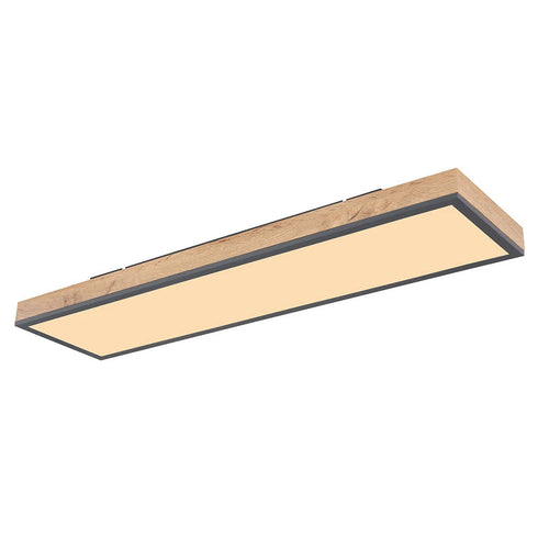 Maud LED Deckenleuchte Holzoptik 80 cm rechteckig weiß opal | Shiraki