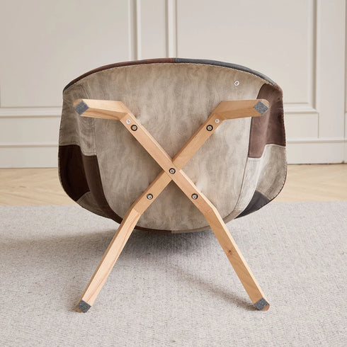 TUBIN 2er-Set Esszimmerstühle Holz Patchwork Braun