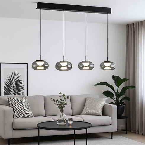 Bris LED-Pendelleuchte Rauchglas-Küchenlampe 4 Flammen