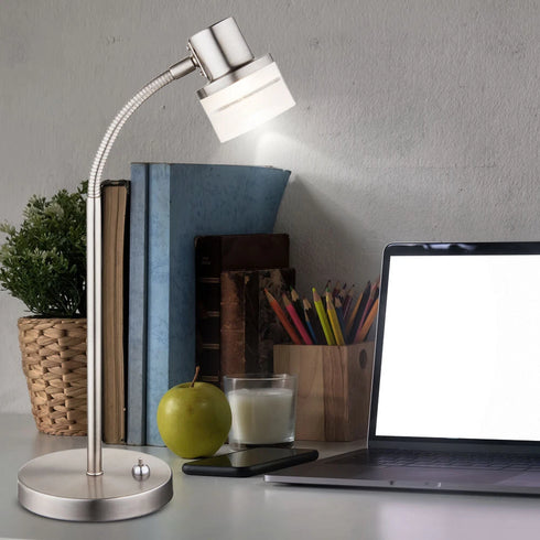 Eleni LED Tischleuchte Flexo Arm Nickel-matt warmweiß | Shiraki