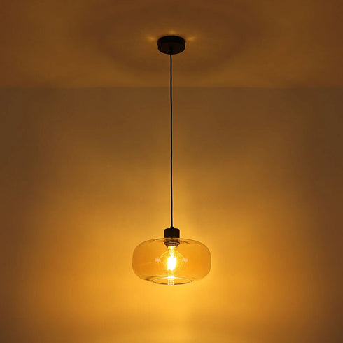 Oskar LED Pendelleuchte Rauchglas Amber E27 | Shiraki