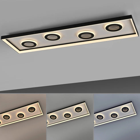 Elowen LED Deckenlampe Tunneleffekt schwarz CCT Rechteckig | Shiraki