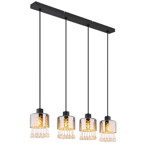 Linnea Luxus Pendelleuchte 4-flammig Glas & Metall | Shiraki