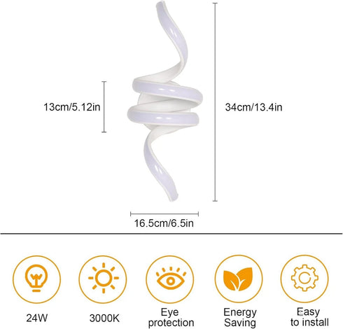 Clara LED Wandleuchte Spirale Aluminium Weiß | Shiraki
