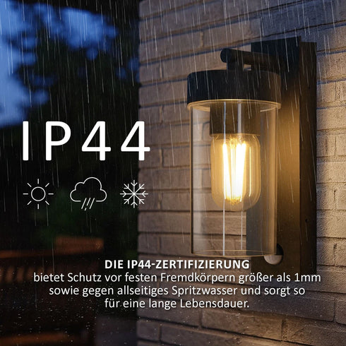 Linnea LED Außenwandleuchte E27 mit Bewegungsmelder Aluminium | Shiraki