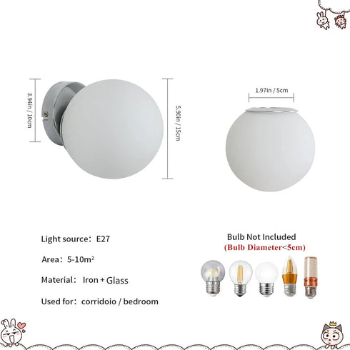 Serina LED-Wandleuchte Ball 15cm E27 Nachtlicht | Shiraki