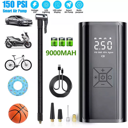 9000mAh Elektrische Luftpumpe Akku Kabellos Auto Reifen Druckluft Luftkompressor
Diese kabellose 9000mAh elektrische Luftpumpe sorgt für schnelles und müheloses Aufpumpen von Autoreifen, Fahrrädern und Bällen. Mit präziser Druckeinstellung, LED-Display und automatischer Abschaltung für sichere und effiziente Nutzung überall.