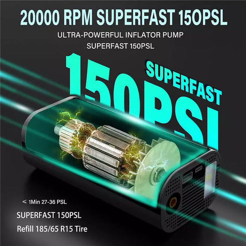 Elektrische Luftpumpe 9000mAh Akku Auto Fahrrad Inflate Deflate Luftkompressor
Leistungsstarke elektrische Luftpumpe mit 9000mAh Akku – ideal für Auto-, Fahrrad- und Sportgeräte-Reifen. Mit Aufpump- und Ablassfunktion, digitalem Display und einstellbarem Druck für präzises Aufpumpen. Kabellos, tragbar und perfekt für unterwegs!