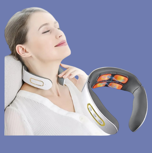 Renji EMS Nackenmassagegerät mit Wärmefunktion – Elektrischer Nacken- & Schultermassager gegen Nackenschmerzen & Verspannungen