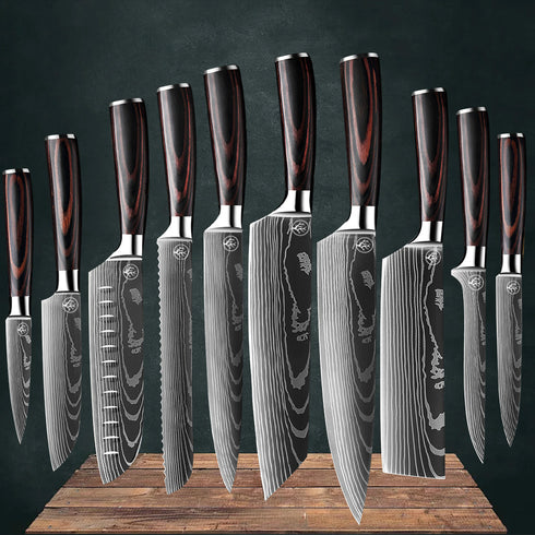 10stk Japanische Küchenmesser Set - Premium Damast Messerset küchenkompane Premium Messerset