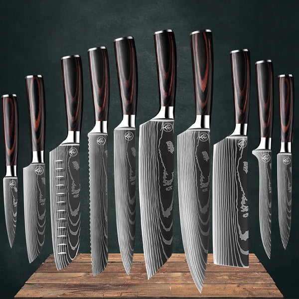 10stk Japanische Küchenmesser Set - Premium Damast Messerset küchenkompane Premium Messerset