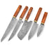 Kaimoto- Handgefertigtes Damaststahl-Hochwertiges 5 Messer Set