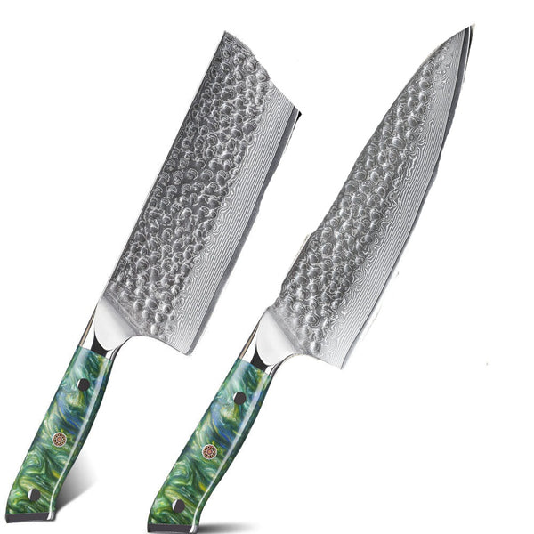 Itachigo - Handgefertigtes Damaststahl-Kochmesser-Set