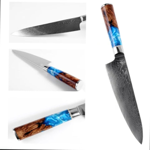 20cm Kochmesser - Damast Messer Küchenmesser Kaufen - Scharfe Messer - Premium Japanische Kochmesser Set