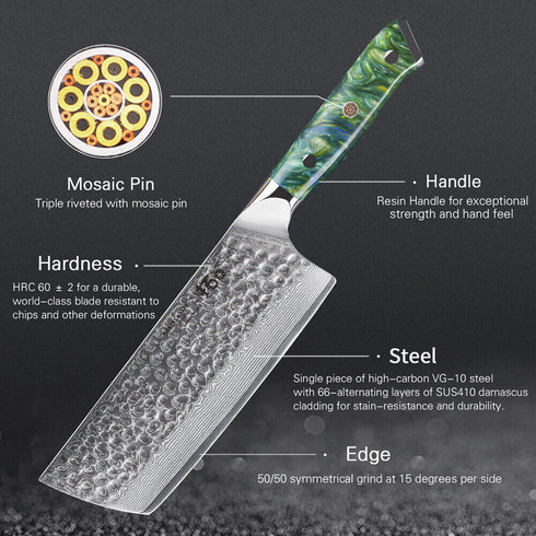 Itachigo - Handgefertigtes Damaststahl-Kochmesser-Set