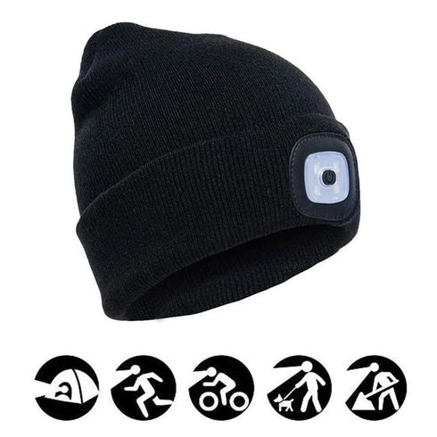 Winter-Unisex-LED-Strickmütze, warme Mütze mit LED-Licht